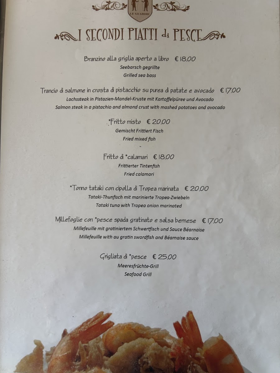 Menu Ristorante Pizzeria Le Guardie-1